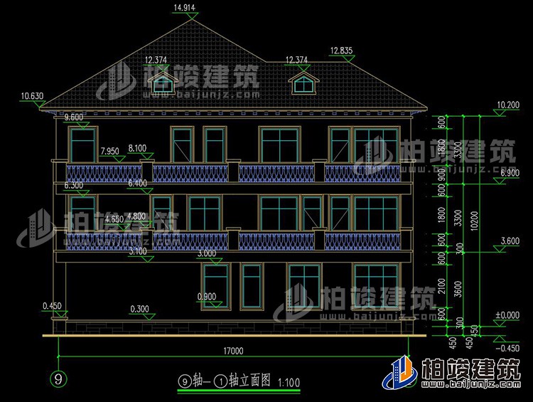 2019新农村欧式别墅设计图，三层自建房大气漂亮别墅BZ368-简欧风格