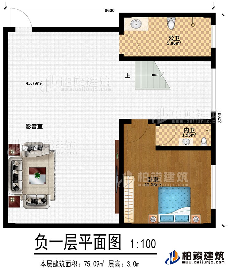 地下室：影音室、公卫、卧室、内卫